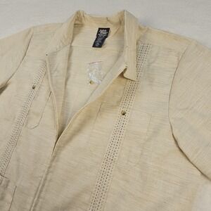 NWOT John Blair Short Sleeve Linen Look 4 Pocket Zip Bowling Shirt Mens 2XL